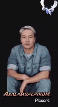 a man is sitting in a chair with wings and the words assalamualaikum written on the bottom