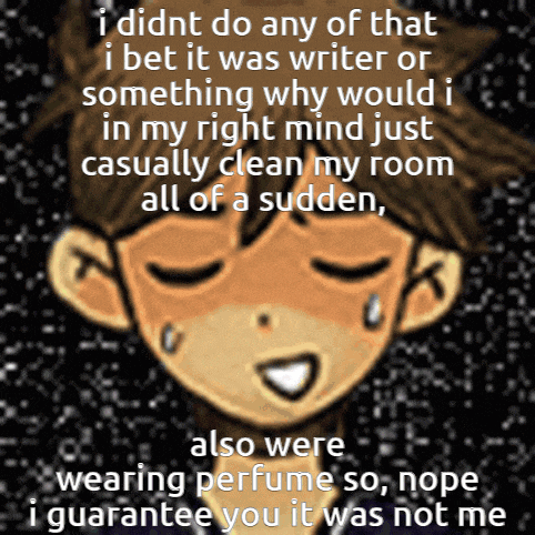 a cartoon of a boy with tears in his eyes and the words i didnt do any of that