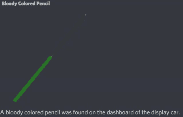 a bloody colored pencil is on the dashboard of a display car