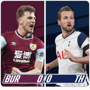 two soccer players one wearing a lovebet jersey and one wearing a tottenham jersey
