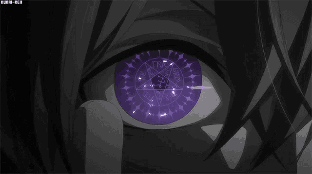 a close up of a person 's eye with a pentagram in the center