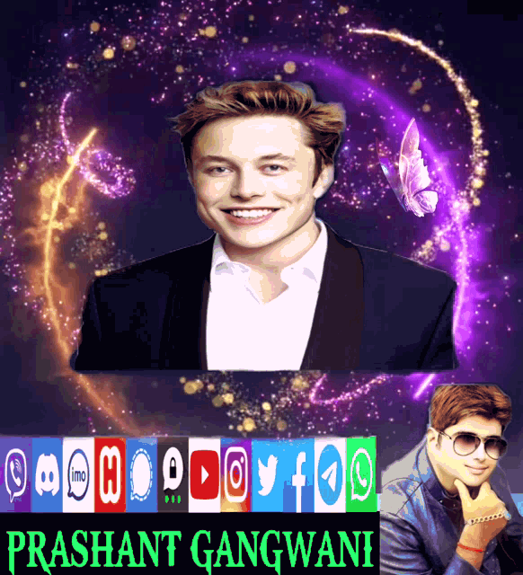 a picture of elon musk with the name prashant gangwani