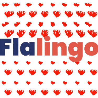 the word flalingo that is surrounded by red hearts