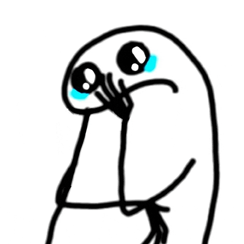 a black and white drawing of a stick figure with tears running down its face .
