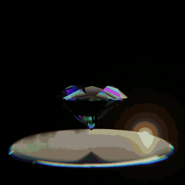 a diamond is floating on a white surface