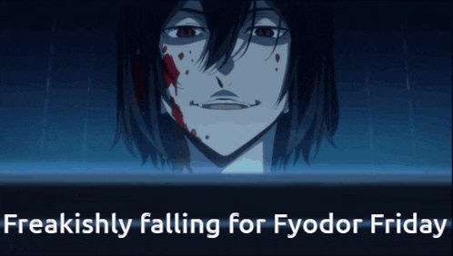 a freakishly falling for fyodor friday advertisement with a bloody face