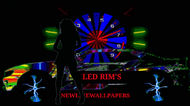 a silhouette of a woman standing in front of a clock that says new wallpaper on it
