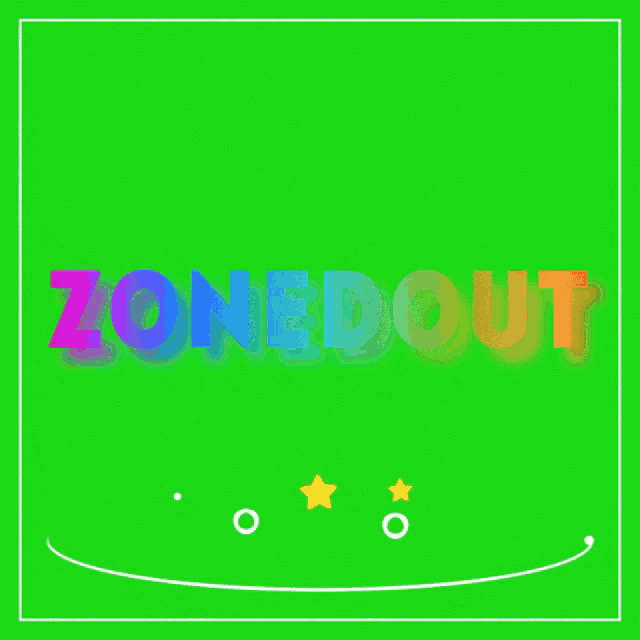 a green background with the word zonedout in rainbow colors