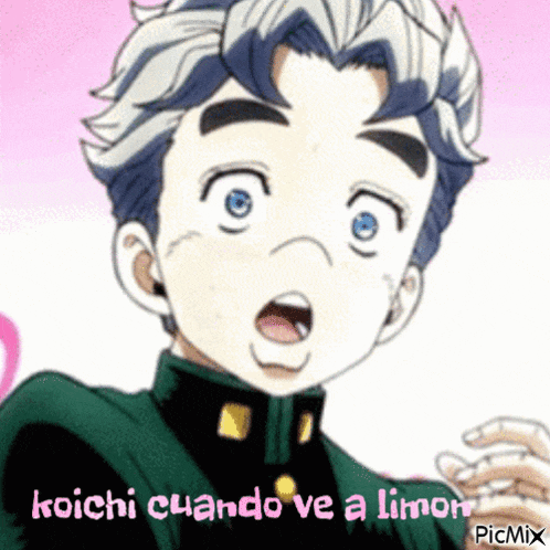 a picture of a boy with the words koichi cuando ve a limon written on it