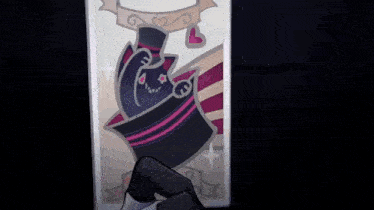 a cartoon drawing of a man in a top hat with a heart on it .
