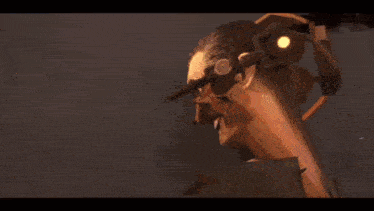 a close up of a person 's face with fire coming out of it .