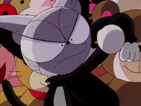 a group of cartoon characters including a cat and a lion