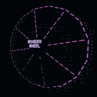 a ferris wheel with the words wonder wheel written on it