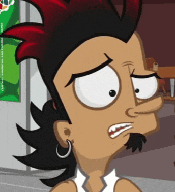 a cartoon character has a mohawk and earrings on