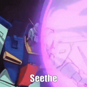 a robot with a purple light coming out of it and the words seethe