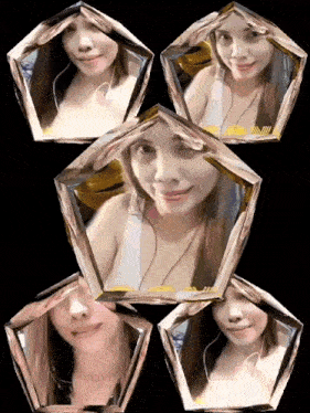 a woman 's face is displayed in a collage of images