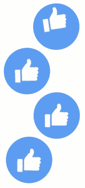 four blue thumbs up icons are lined up in a row on a white background