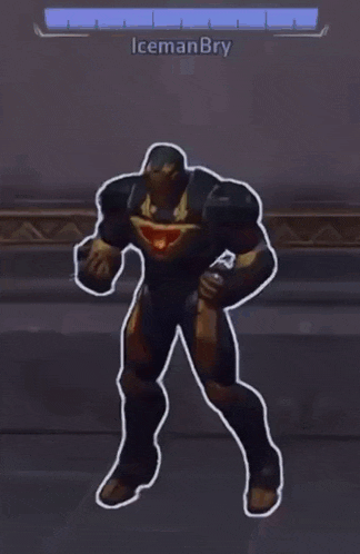 a video game character is holding a picture of a man with the name icemanbry on the top