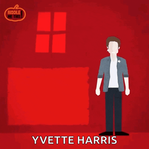 a man is standing in front of a red wall with a quote from yvette harris