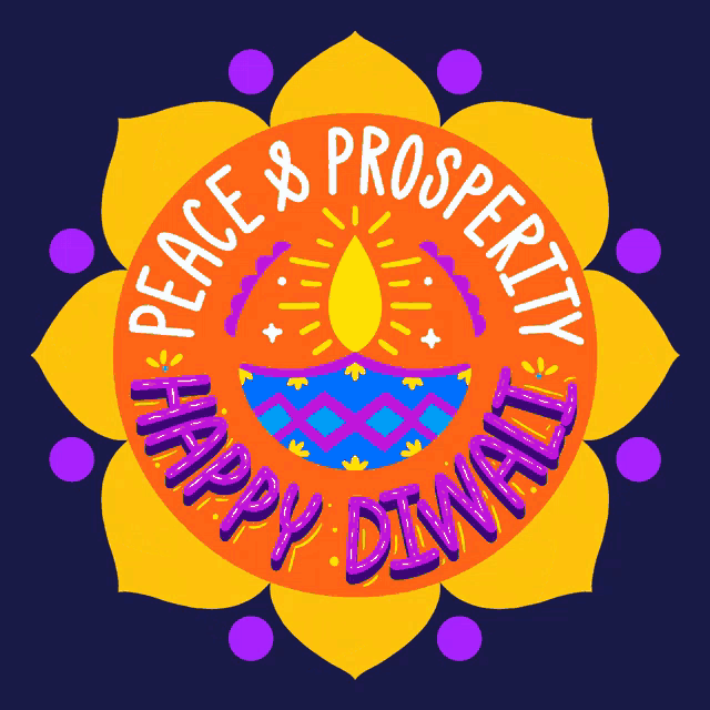a peace and prosperity happy diwali sticker with a candle