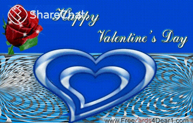 a valentine 's day greeting card with a blue heart