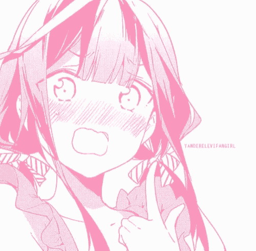 a drawing of a girl with pink hair and the words yanderelevifangirl below it
