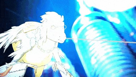 a cartoon drawing of a bird with a necklace around its neck