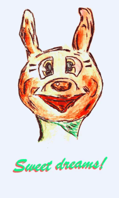 a drawing of a rabbit with the words sweet dreams written below it