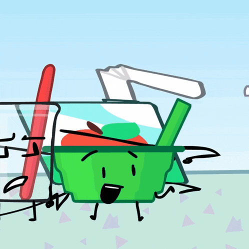 a cartoon drawing of a bottle of apple juice and a soda
