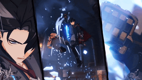 a screenshot of a video game shows a man with a sword in his hand