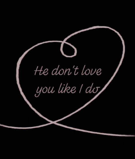 a drawing of a heart with the words he don t love you like i do
