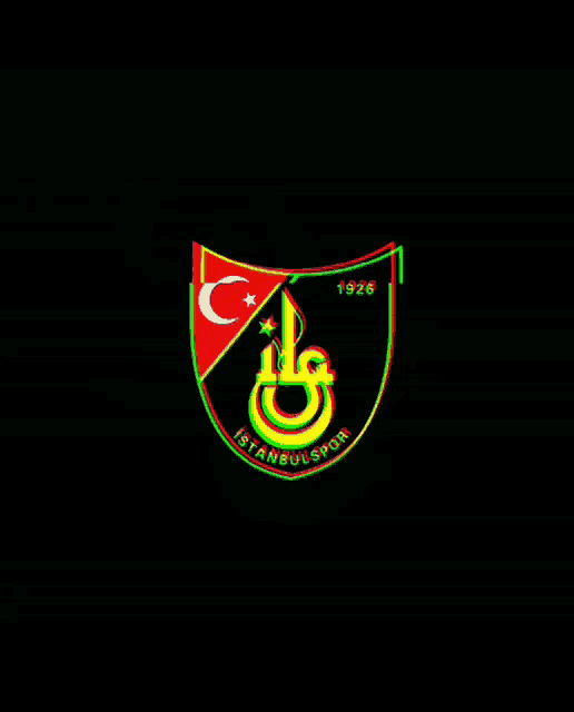 a colorful logo for istanbulspor with a crescent moon