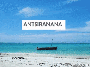 a picture of a boat in the ocean with the name antsiranana above it