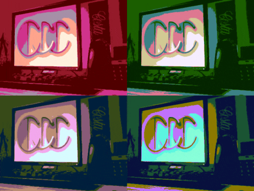 a collage of four different colored cc logos