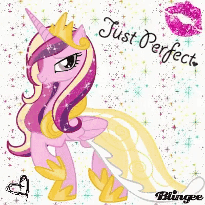 a picture of a pony with a crown and the words just perfect .
