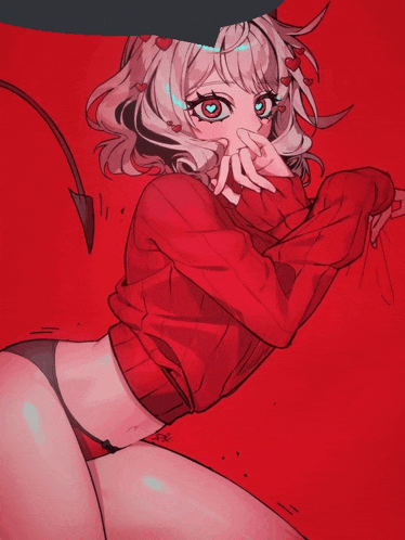 a drawing of a girl in a red sweater