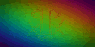 a rainbow colored background with a drawing of a scales of justice