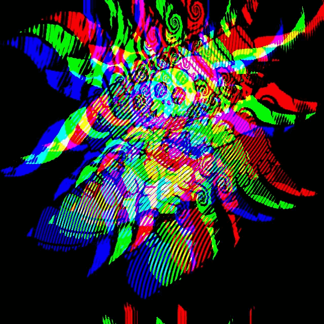 a black background with a colorful swirl in the center