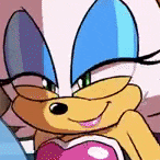 rouge the bat from sonic the hedgehog is smiling and holding a heart .
