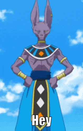 a cartoon character is standing with his hands on his hips saying hey