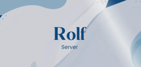a logo for rolf server on a blue and white background