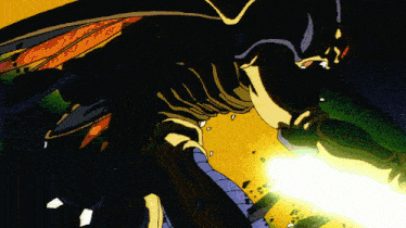 a cartoon character is flying through the air with a sword in his hand