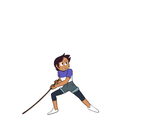 a cartoon character is holding a shield in his hand