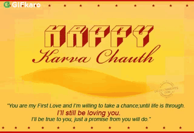 a happy karva chauth card with a quote