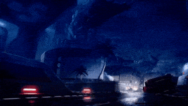 a futuristic scene with a palm tree and the number 25 on the wall
