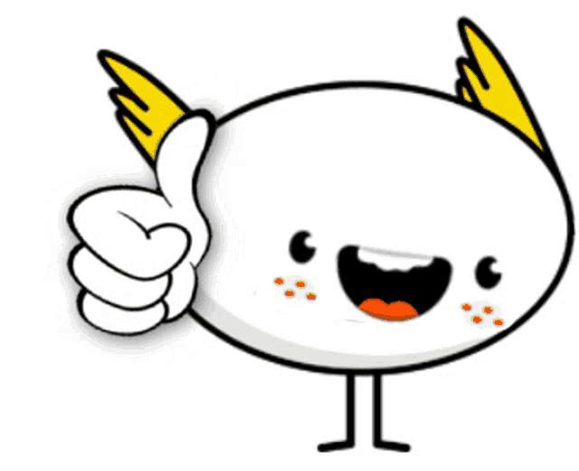 a cartoon character giving a thumbs up sign