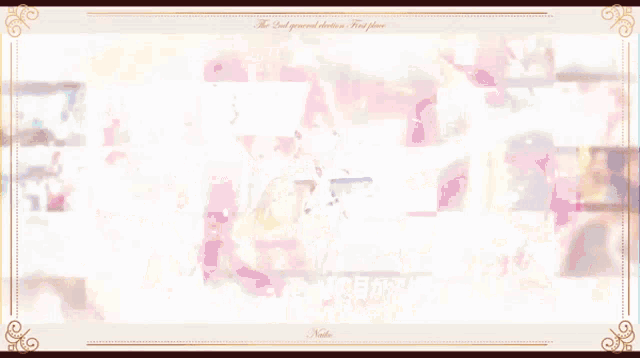 a group of anime characters are standing in a room with roses and a white cross in the background