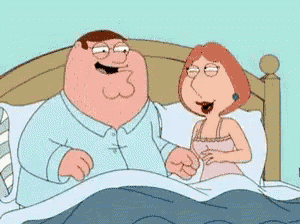 peter griffin and lois griffin from family guy are laying in bed together