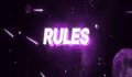 the word rules is glowing in the dark with a purple background .