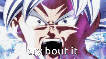 a close up of a person 's face with the words cry bout it on it
